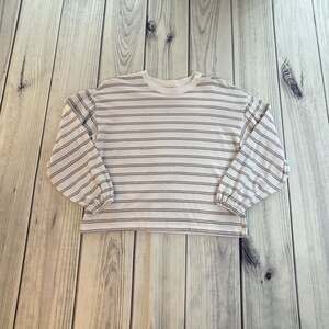 Madewell Striped Puff Drop-Shoulder Balloon-Sleeve Top Size S Cotton Blend